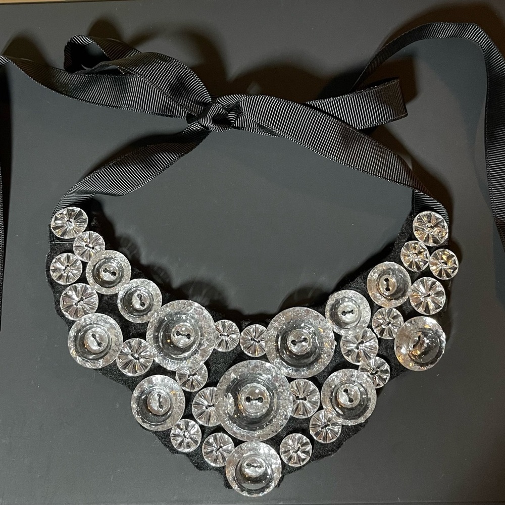 Embellished Button Dickey Collar